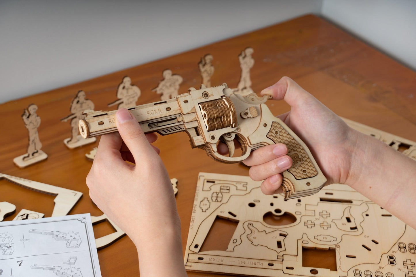Hands Craft DIY Miniatures Mechanical 3D Wooden Puzzle | Corsac M60 Rubber Band Gun
