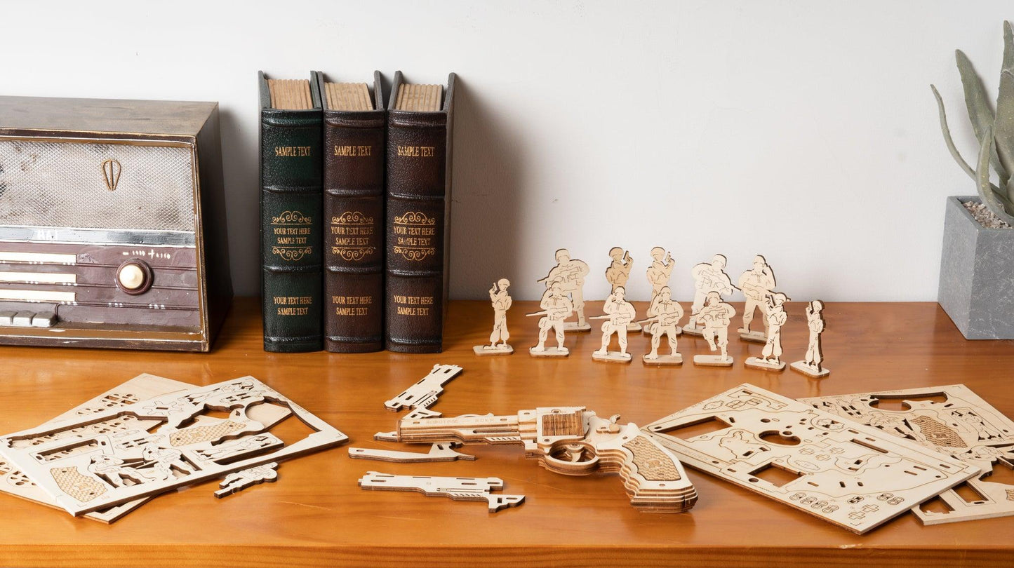 Hands Craft DIY Miniatures Mechanical 3D Wooden Puzzle | Corsac M60 Rubber Band Gun