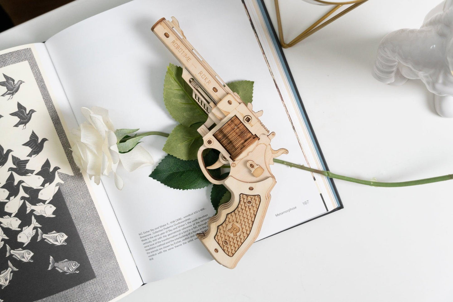 Hands Craft DIY Miniatures Mechanical 3D Wooden Puzzle | Corsac M60 Rubber Band Gun