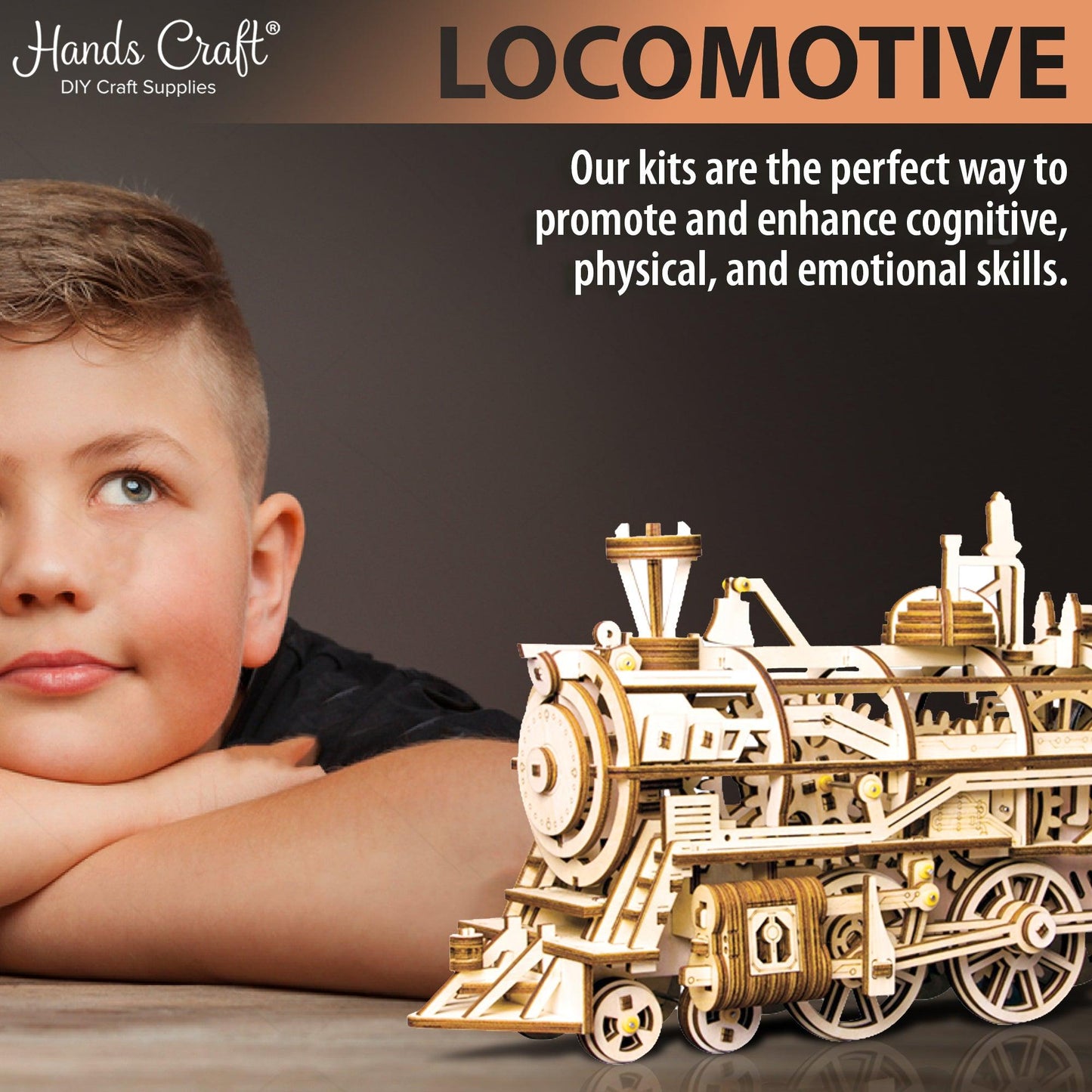 Hands Craft DIY Miniatures Mechanical 3D Wooden Puzzle | Locomotive Train