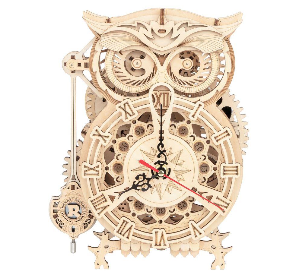 Hands Craft DIY Miniatures Mechanical 3D Wooden Puzzle | Owl Clock
