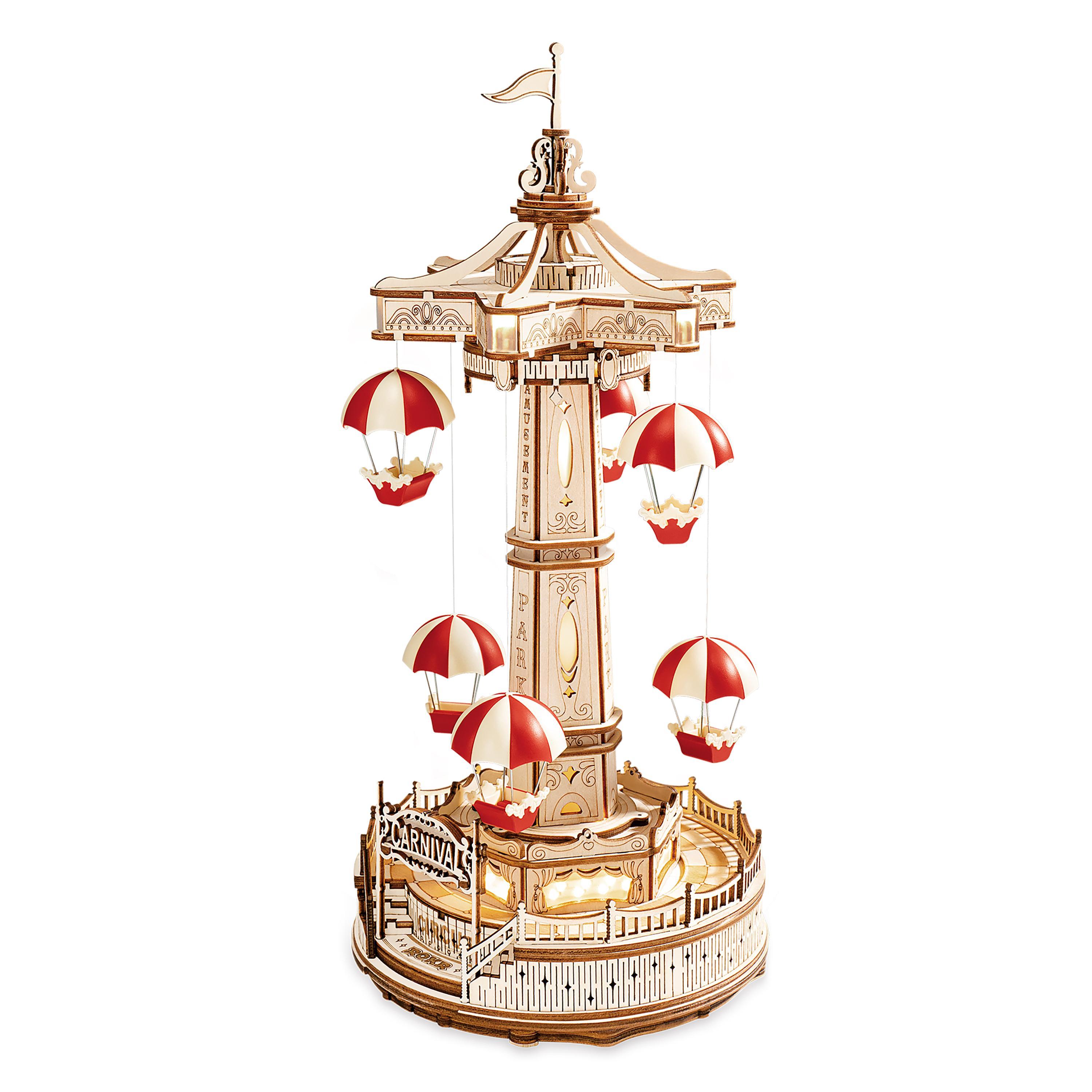 Hands Craft DIY Miniatures Mechanical 3D Wooden Puzzle | Parachute Tower