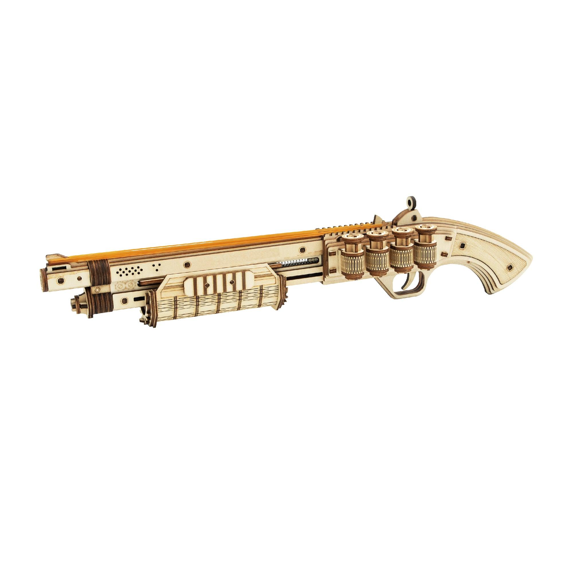 Hands Craft DIY Miniatures Mechanical 3D Wooden Puzzle | Rubber Band Pump Action Shotgun