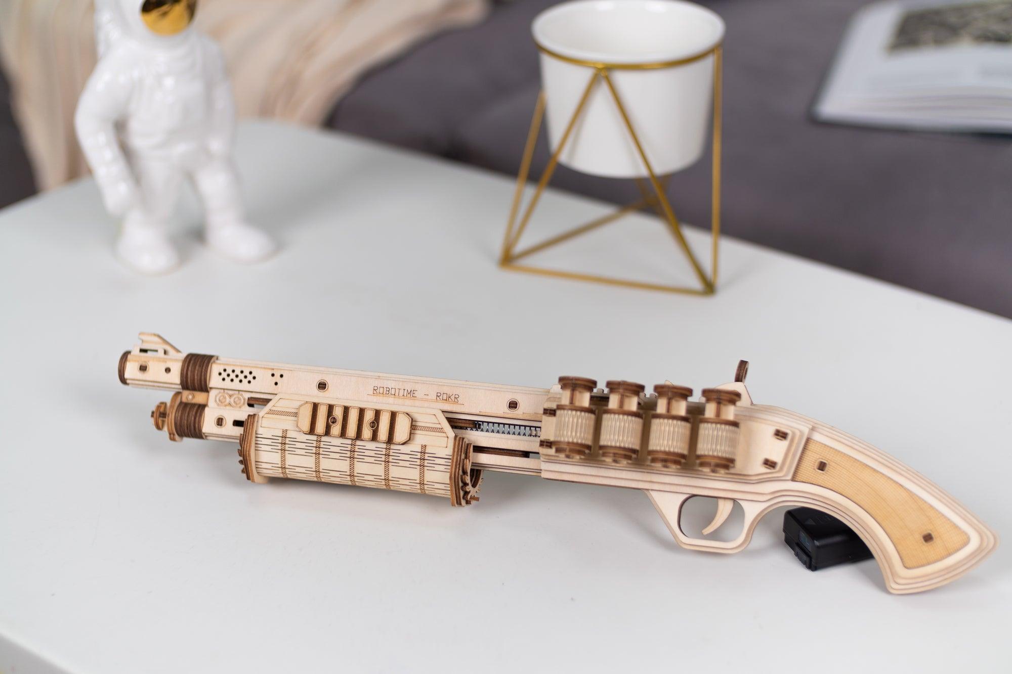 Hands Craft DIY Miniatures Mechanical 3D Wooden Puzzle | Rubber Band Pump Action Shotgun