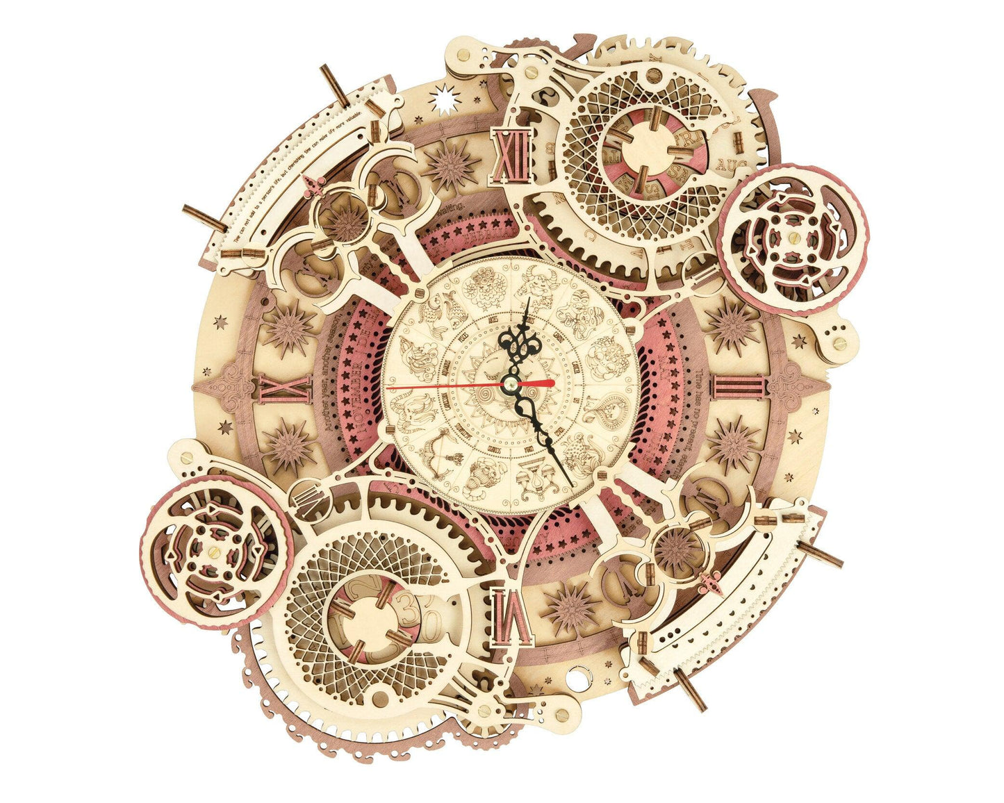 Hands Craft DIY Miniatures Mechanical 3D Wooden Puzzle | Zodiac Wall Clock