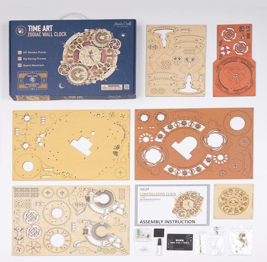 Hands Craft DIY Miniatures Mechanical 3D Wooden Puzzle | Zodiac Wall Clock