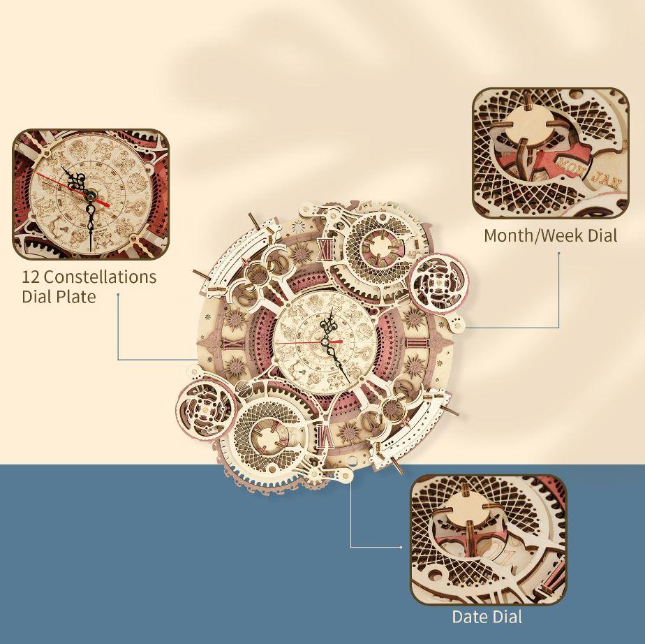 Hands Craft DIY Miniatures Mechanical 3D Wooden Puzzle | Zodiac Wall Clock