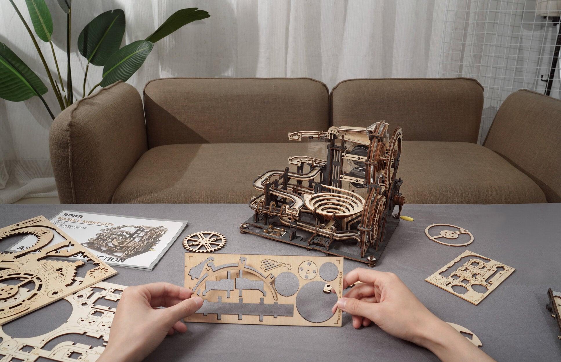 Hands Craft DIY Miniatures Mechanical Marble Run Wooden Puzzle | Marble Night City