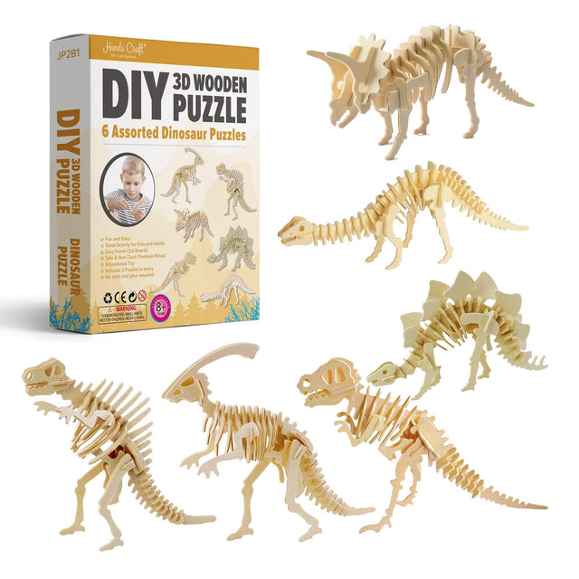 3D Classic Wooden Puzzle Bundle | Dinosaurs - Hands Craft US, Inc.