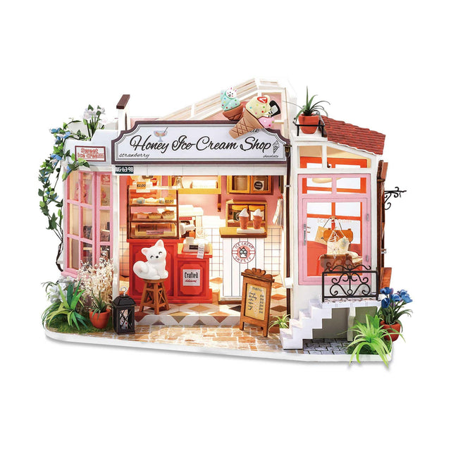 DIY Dollhouse Miniature Store Kit | Honey Ice Cream Shop - Hands Craft US, Inc.