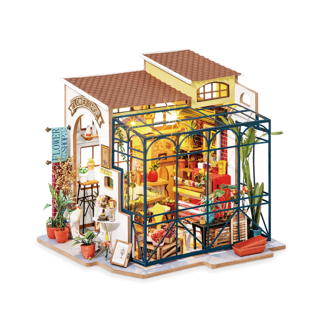 DIY Dollhouse Miniature Store Kit | Emily's Flower Shop - Hands Craft US, Inc.