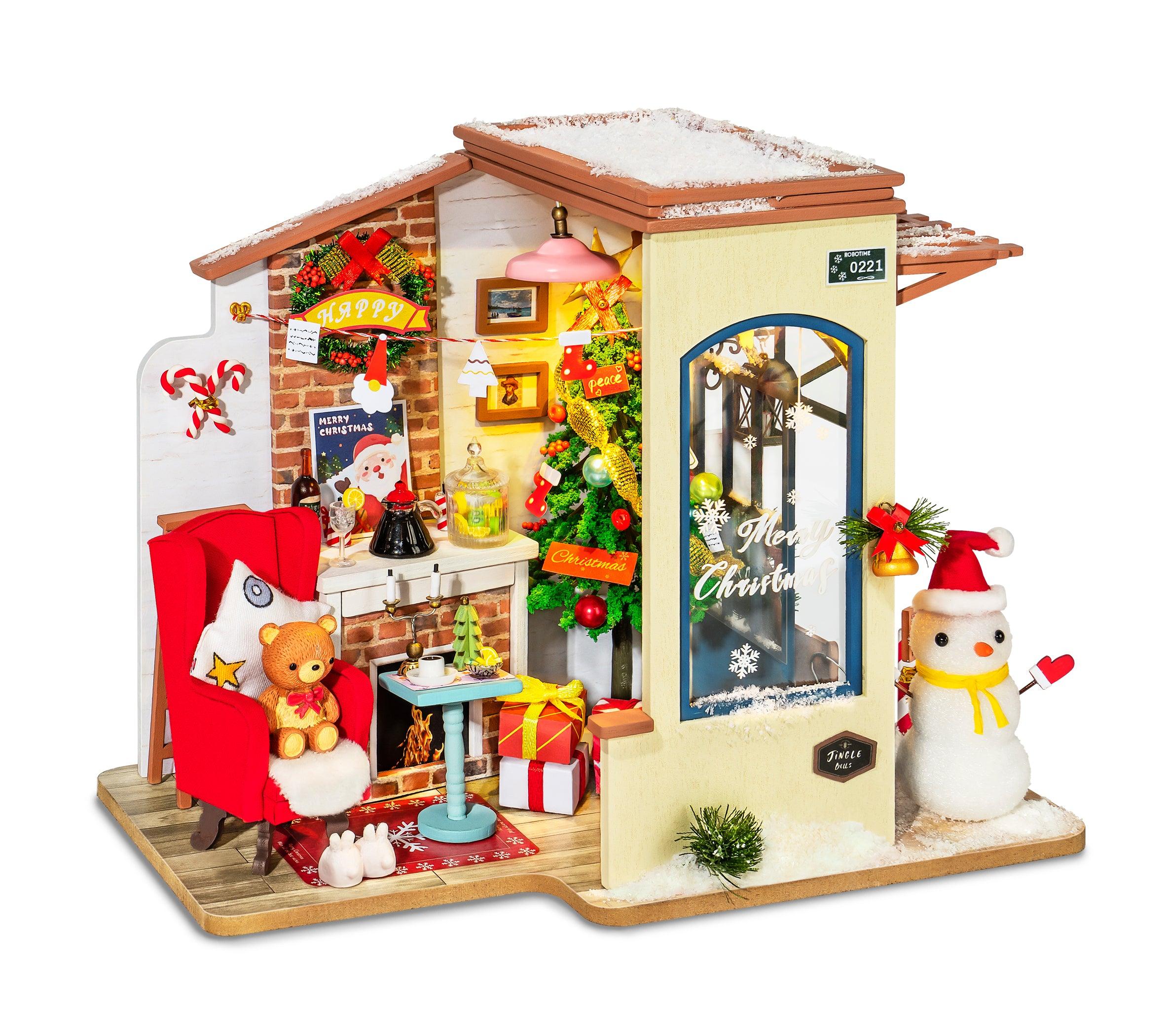 DIY Miniature Dollhouse Kit  Christmas Patio, plays Jingle Bells