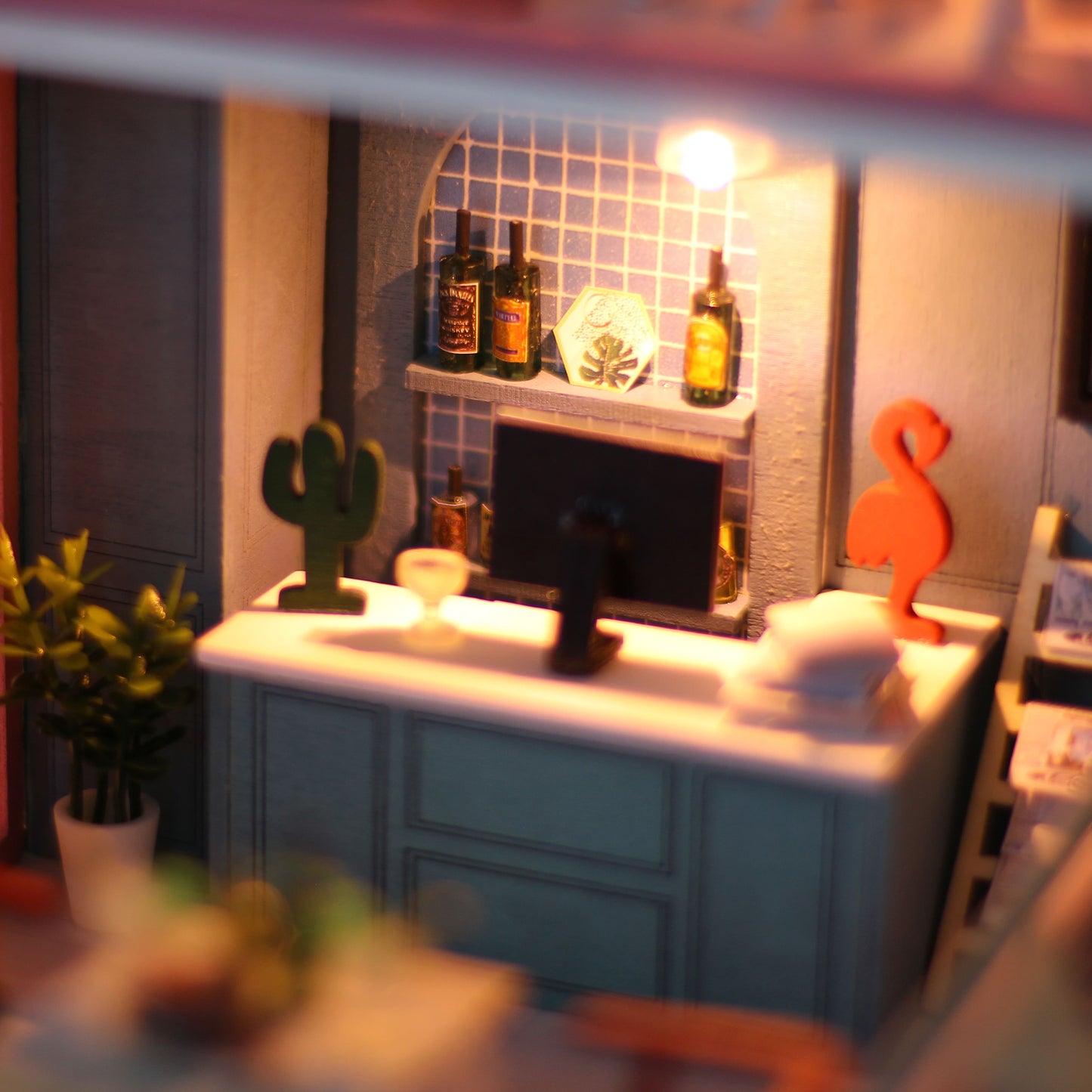 DIY Miniature Dollhouse Kit | Pink Cafe