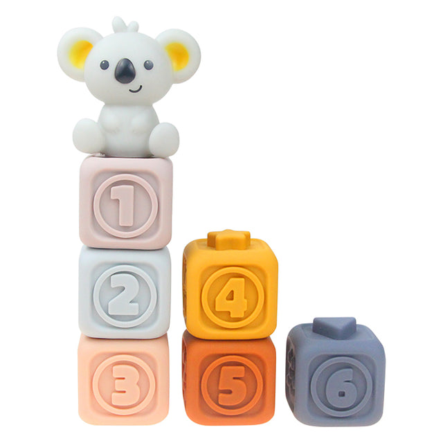 Silicone Baby Toys: Soft Block Shapes with Koala