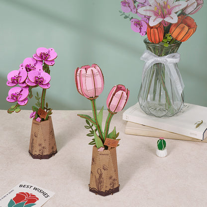 3D Wooden Puzzle | Pink Tulip