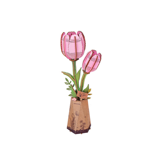 3D Wooden Puzzle | Pink Tulip