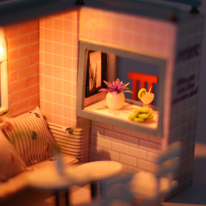DIY Miniature Dollhouse Kit | Pink Cafe