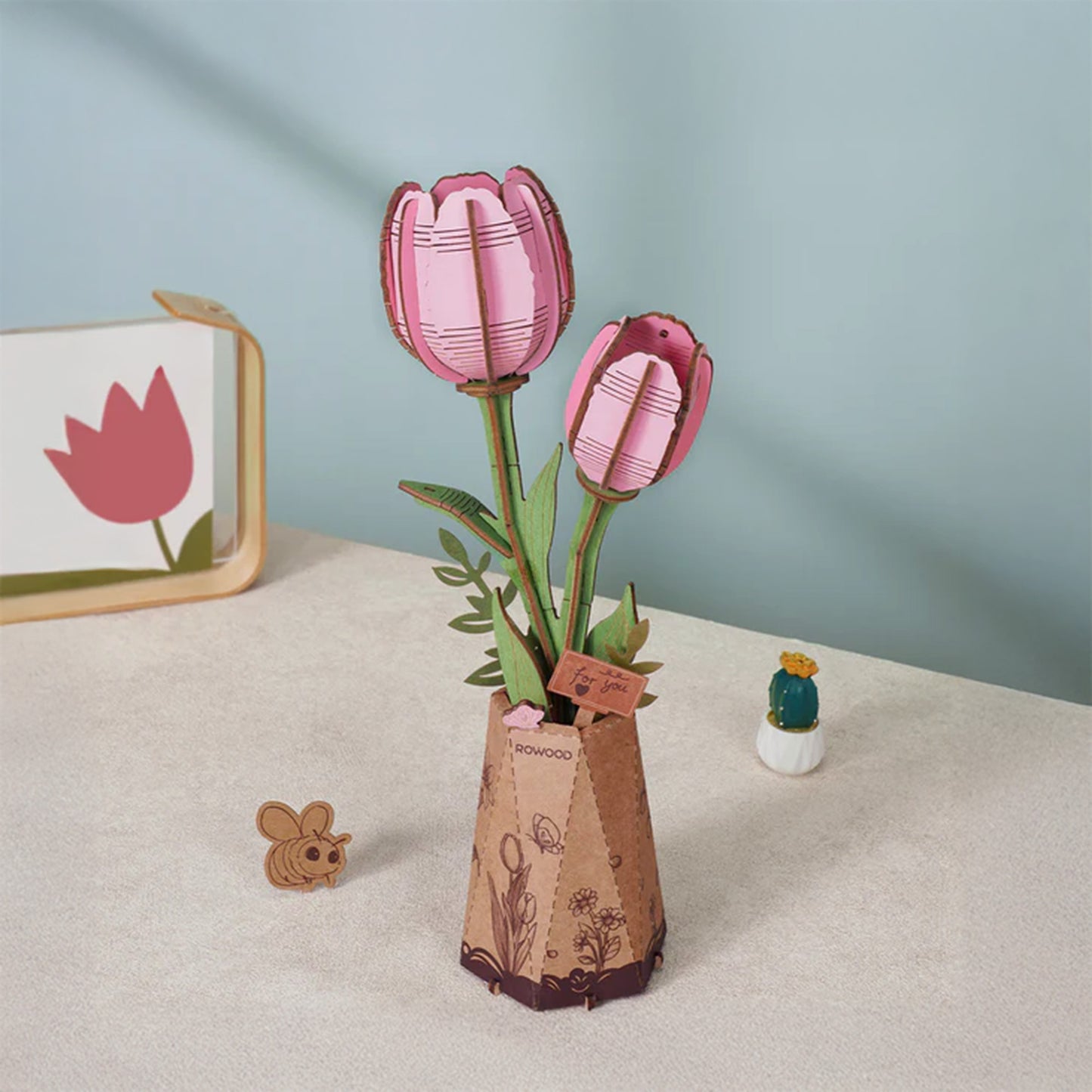3D Wooden Puzzle | Pink Tulip