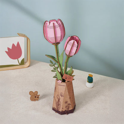 3D Wooden Puzzle | Pink Tulip