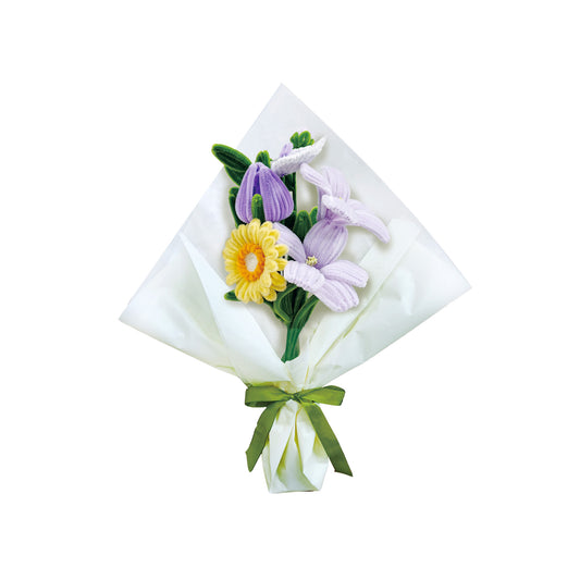 Chenille Craft Kit | Yellow & Purple Flower Bouquet Mix