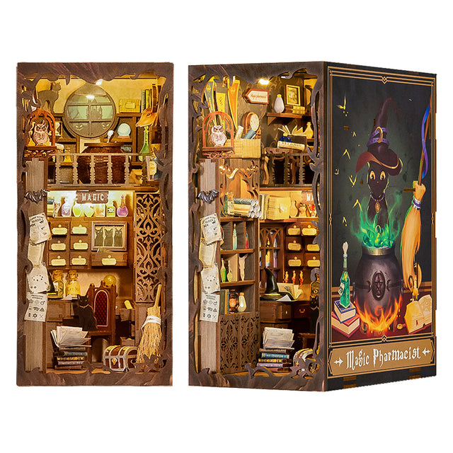 Book Nook Miniature Dollhouse Kit, serre-livres de puzzle en bois