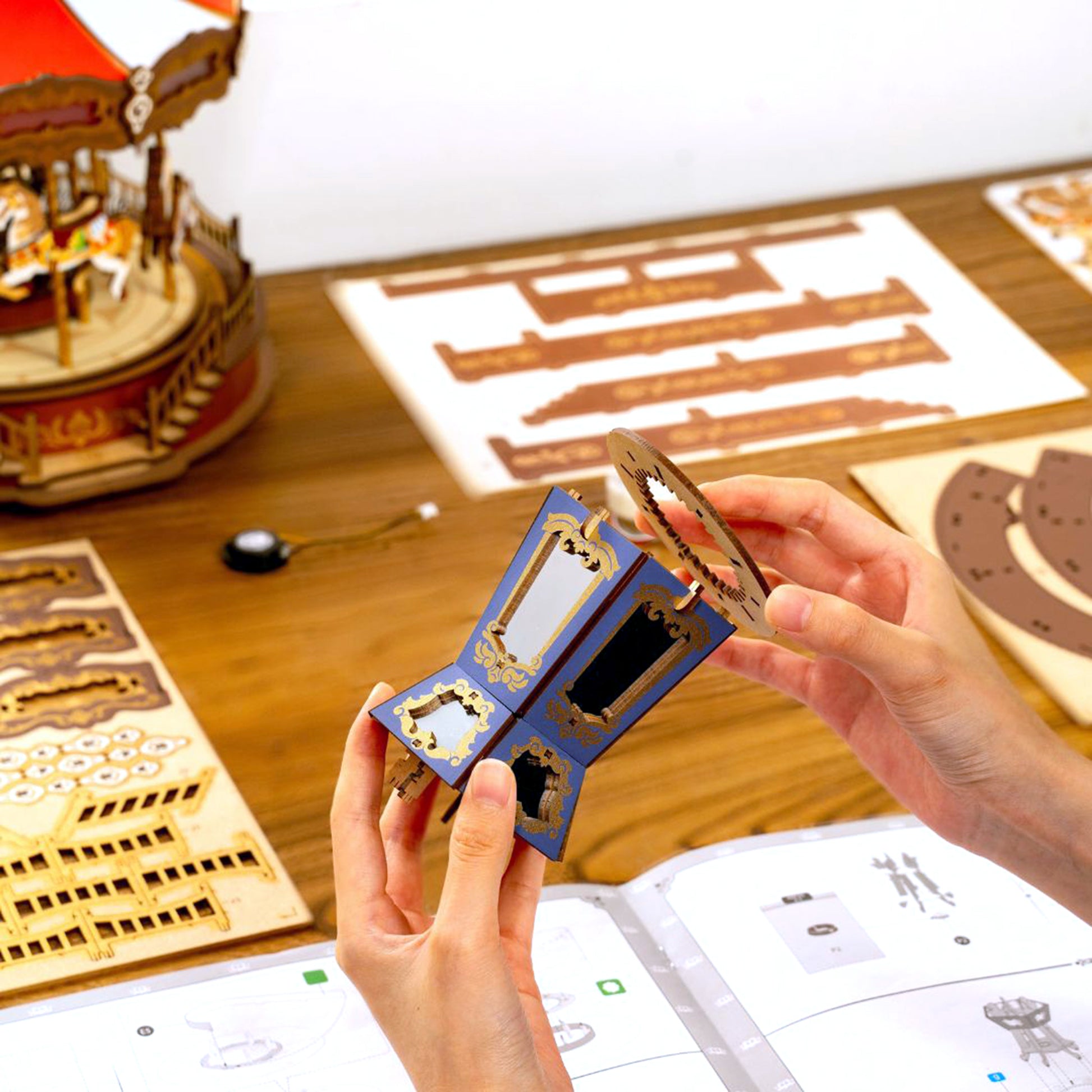 Hands Craft 3D Wooden Music Box Puzzle | Classic Carousel