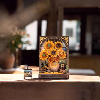 Hands Craft 3D Wooden Puzzle | Golden Sunflower w/ LED Lights