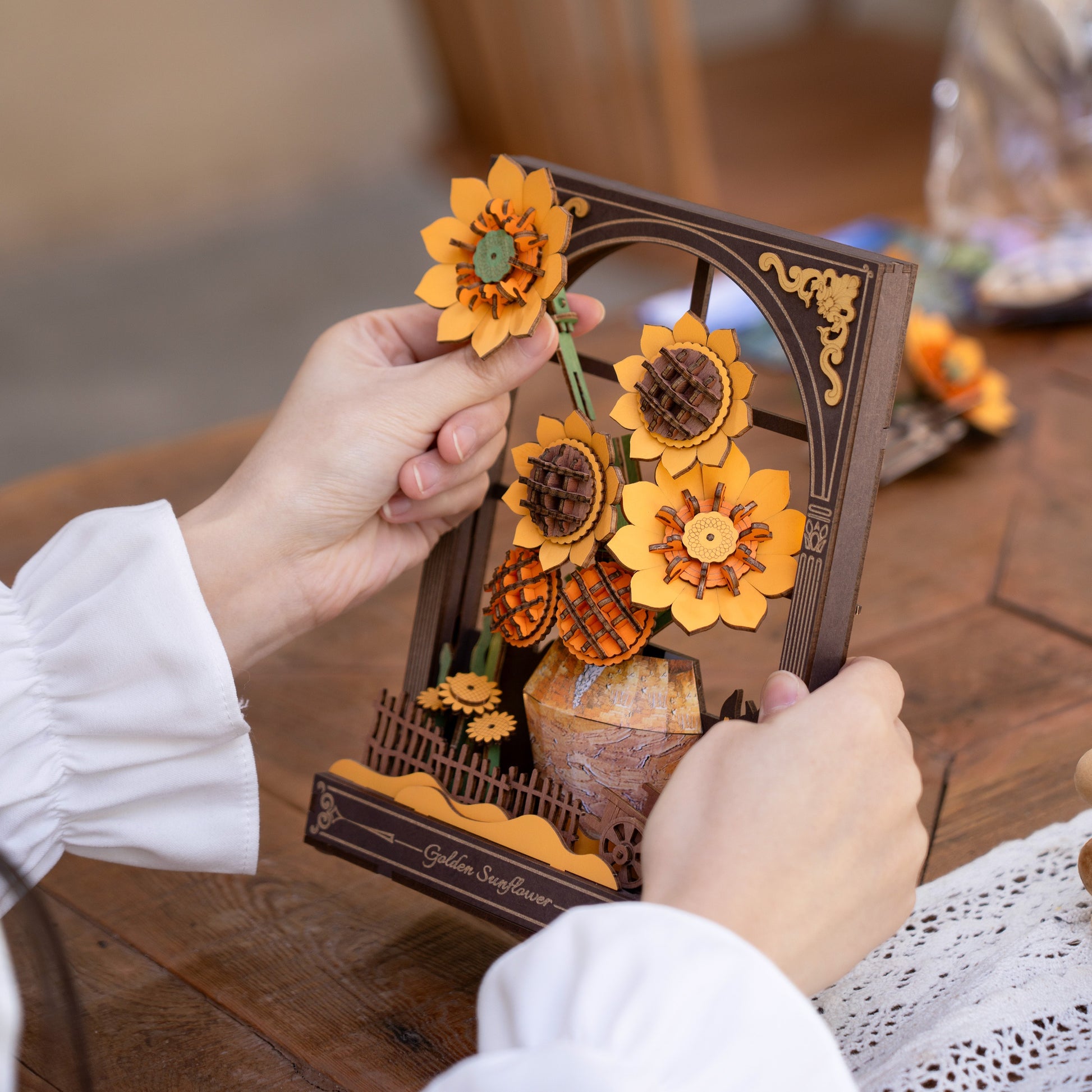 Hands Craft 3D Wooden Puzzle | Golden Sunflower w/ LED Lights