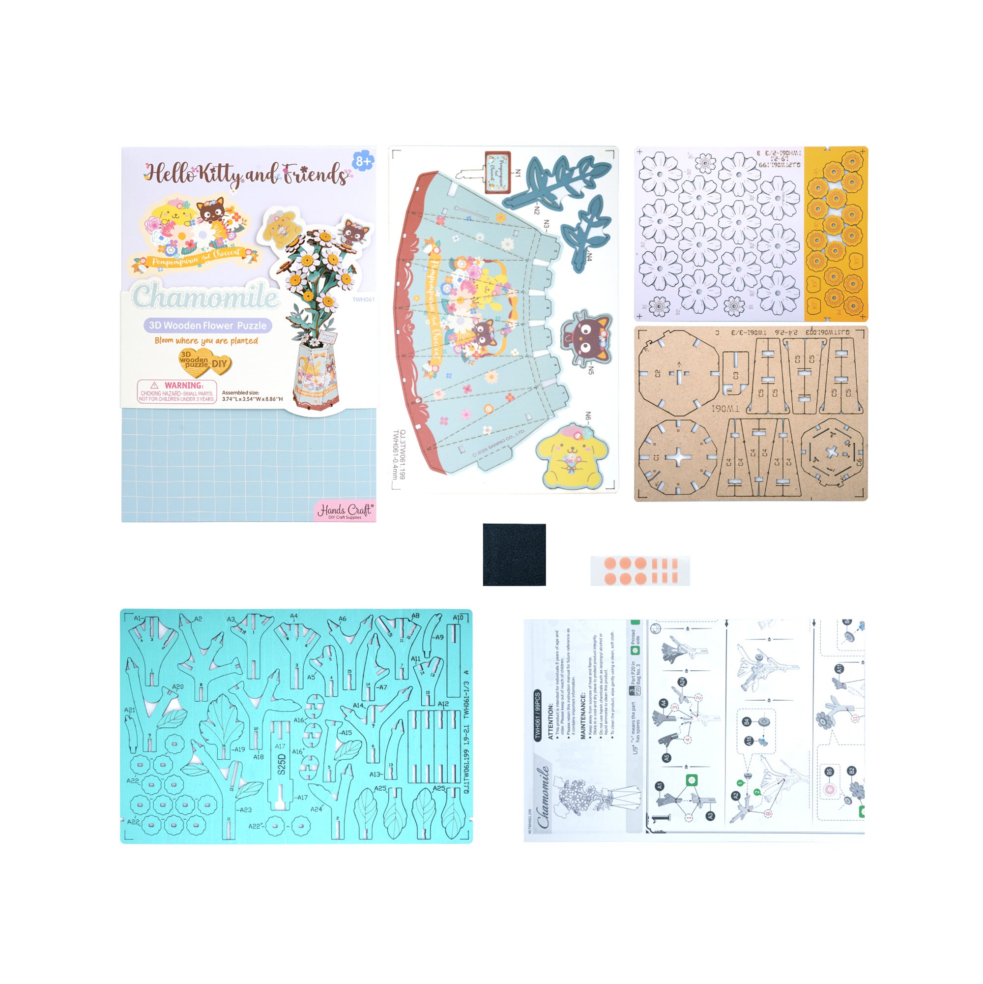Hands Craft 3D Wooden Puzzle | Hello Kitty® and Friends Pompompurin & Chococat Chamomile