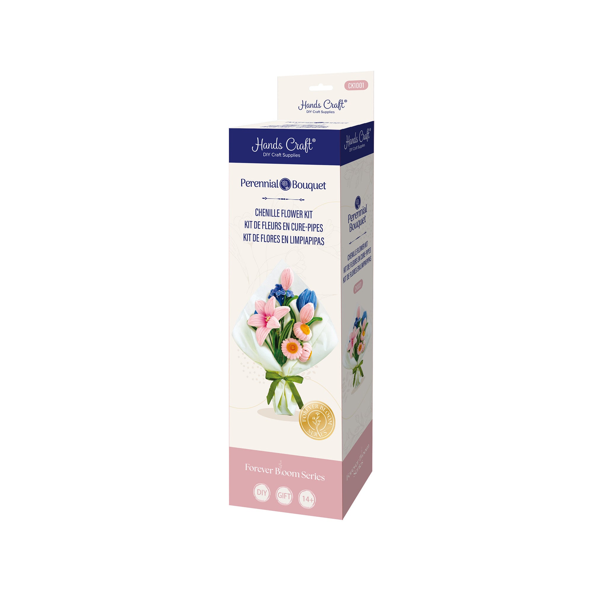 Hands Craft Chenille Craft Kit | Pink & Blue Flower Bouquet Mix