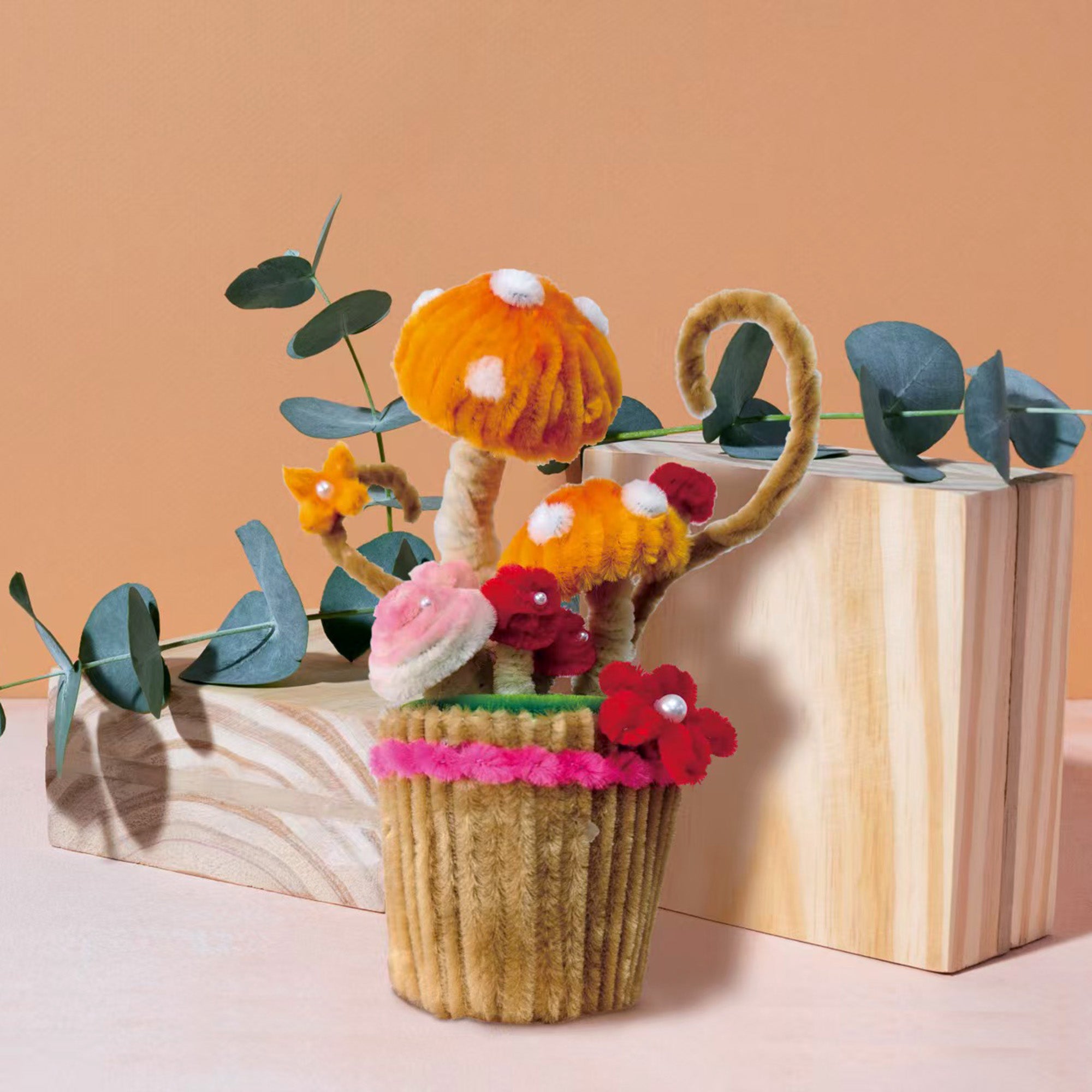 Hands Craft DIY Chenille Craft Kit | Mushroom Cupcake