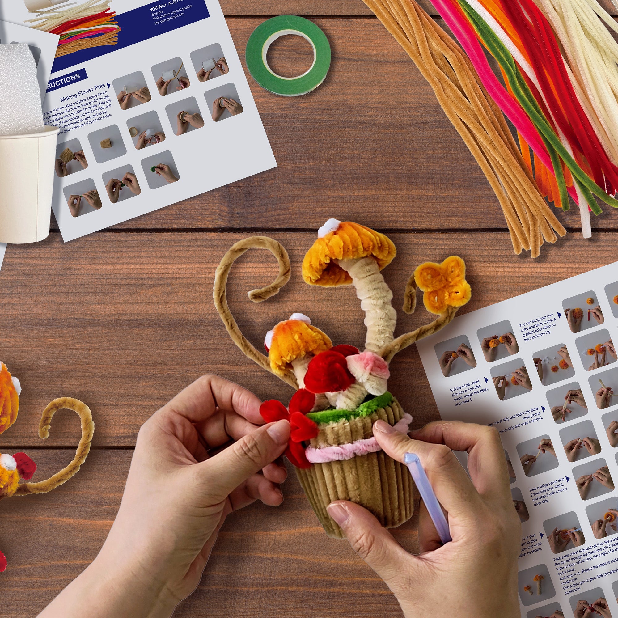 Hands Craft DIY Chenille Craft Kit | Mushroom Cupcake