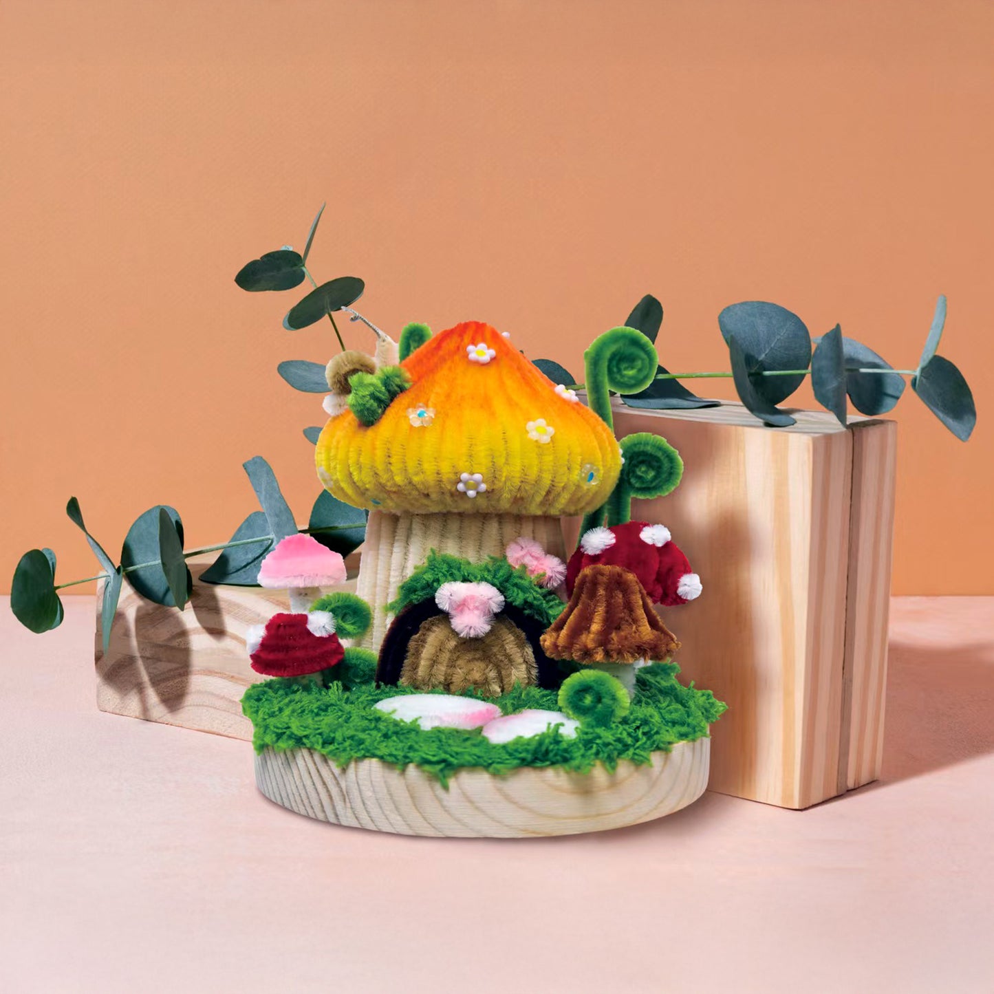 Hands Craft DIY Chenille Craft Kit | Mushroom House