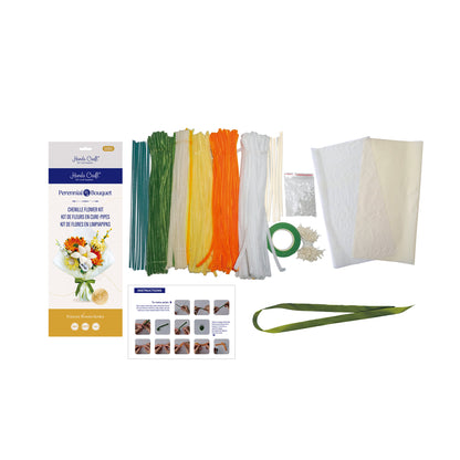 Hands Craft DIY Chenille Craft Kit | Orange Flower Bouquet Mix