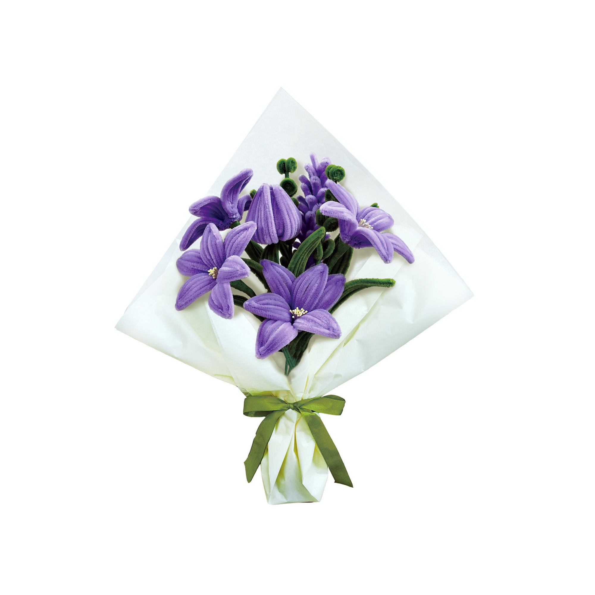 Hands Craft DIY Chenille Craft Kit | Purple Lily Flower Bouquet