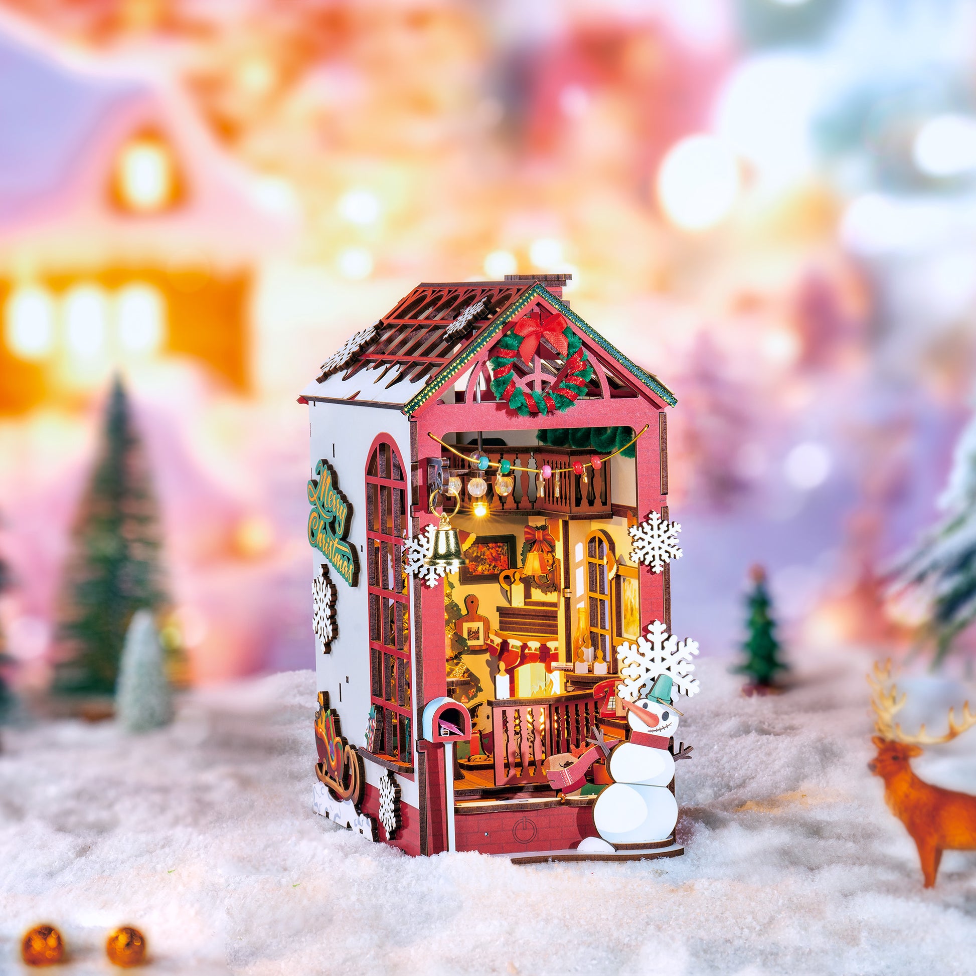 Hands Craft DIY Miniature Book Nook Kit | Christmas Indoor Scene