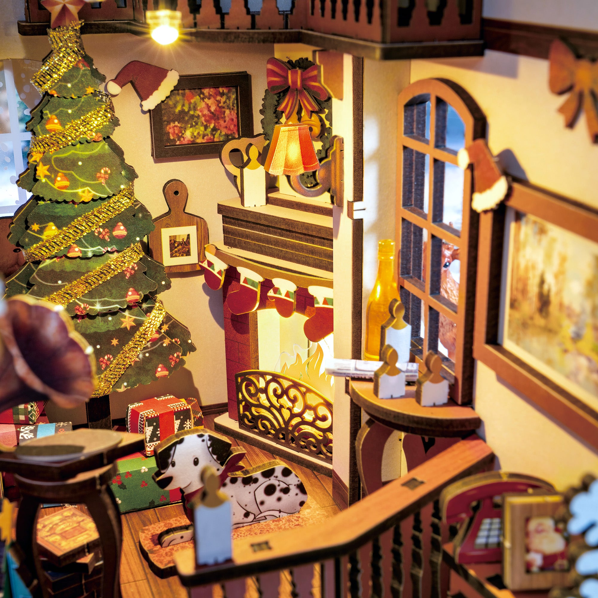 Hands Craft DIY Miniature Book Nook Kit | Christmas Indoor Scene