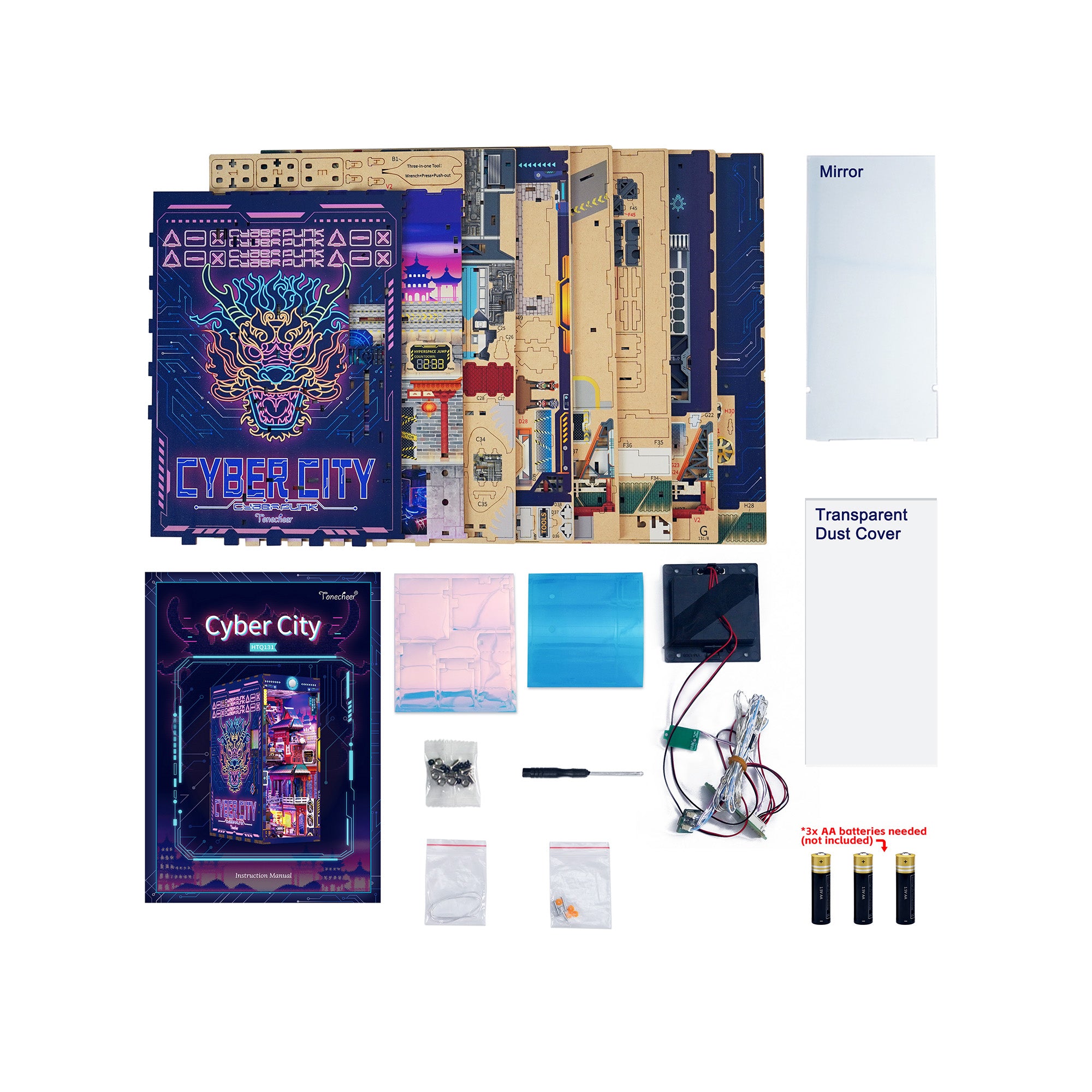 Hands Craft DIY Miniature Book Nook Kit | Cyber City w/ Dust Cover