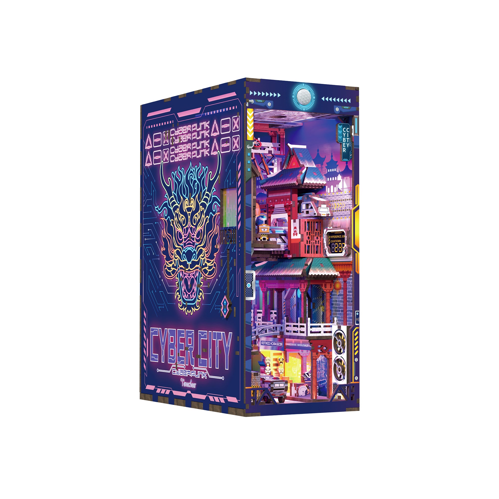 Hands Craft DIY Miniature Book Nook Kit | Cyber City w/ Dust Cover