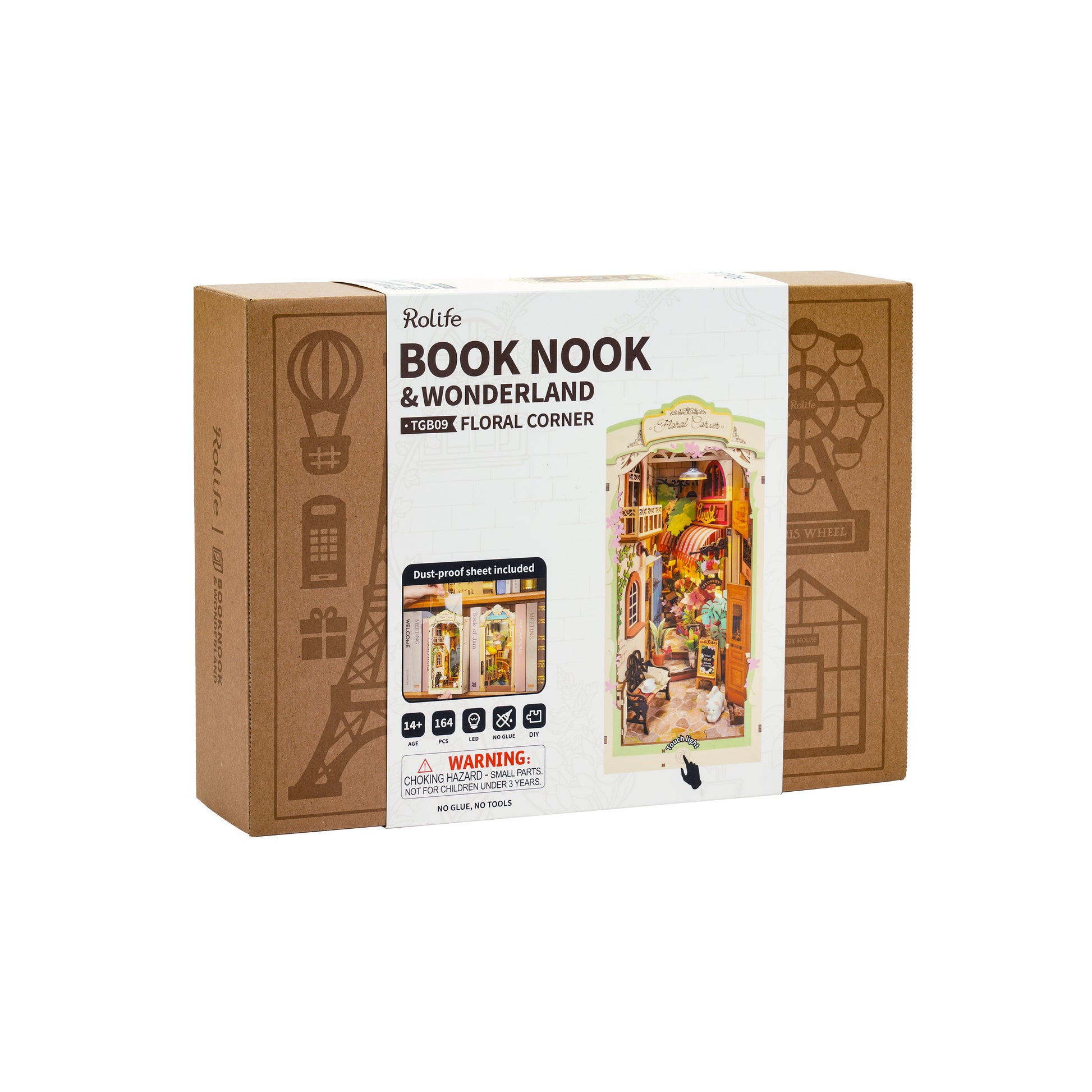 Hands Craft DIY Miniature Book Nook Kit | Floral Corner w/ Dust Cover
