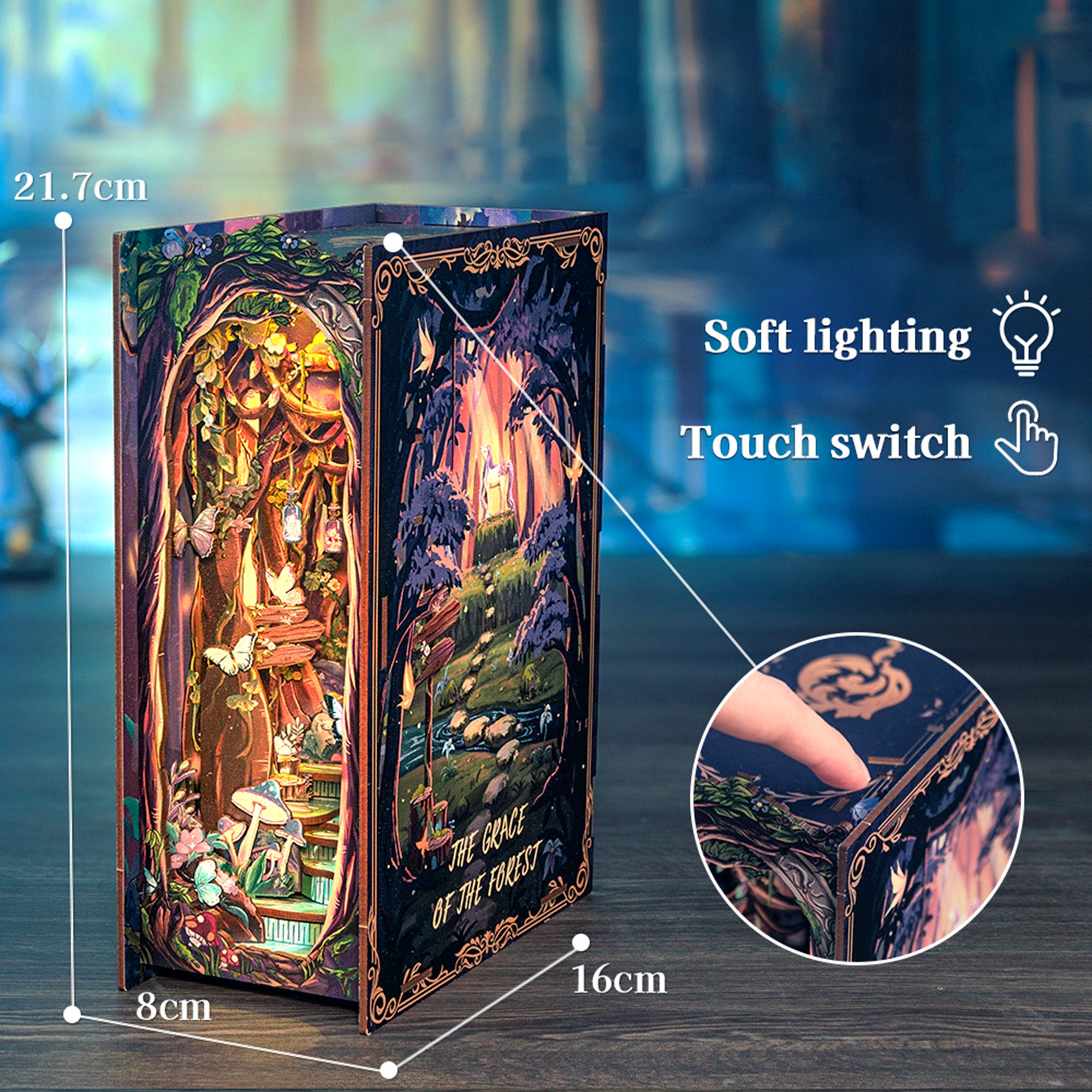 Hands Craft DIY Miniature Book Nook Kit | Grace of the Forest w/ Dust Cover