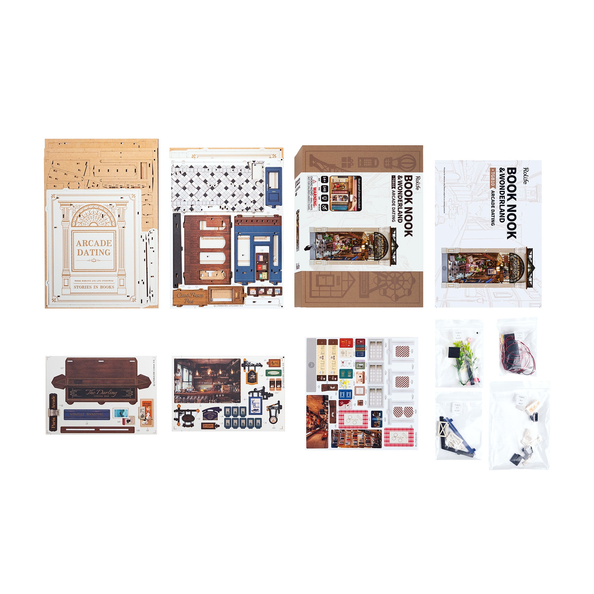 Hands Craft DIY Miniature Book Nook Kit | Paris Arcade Date w/ Dust Cover
