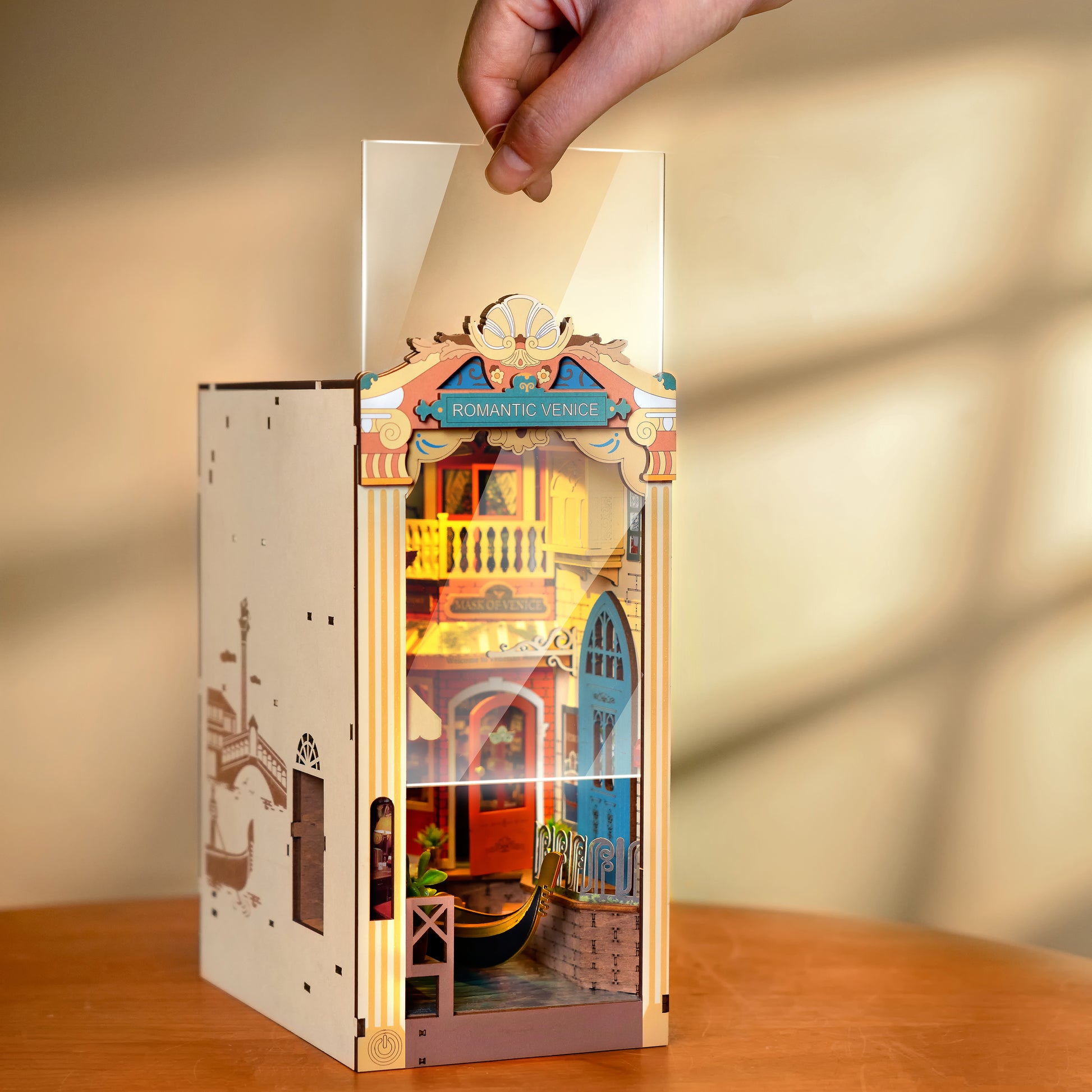 Hands Craft DIY Miniature Book Nook Kit | Romantic Venice w/ Dust Cover