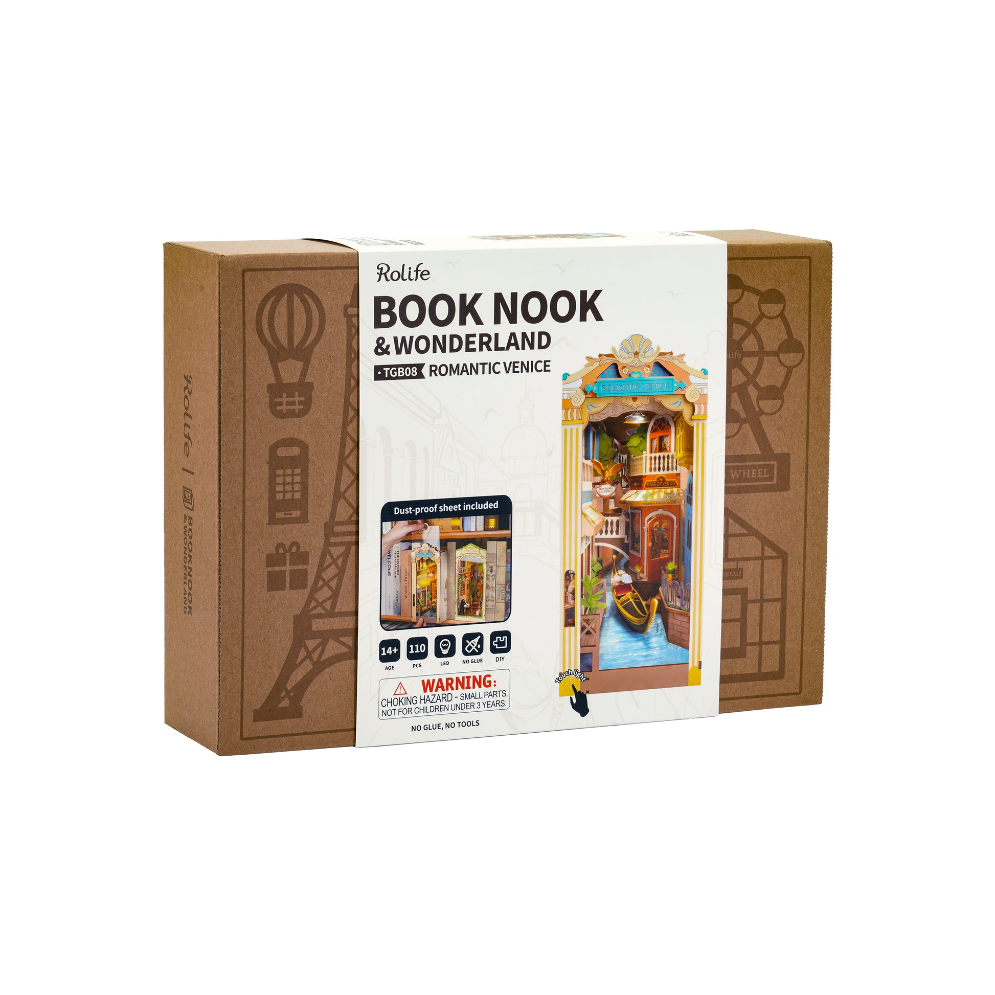 Hands Craft DIY Miniature Book Nook Kit | Romantic Venice w/ Dust Cover