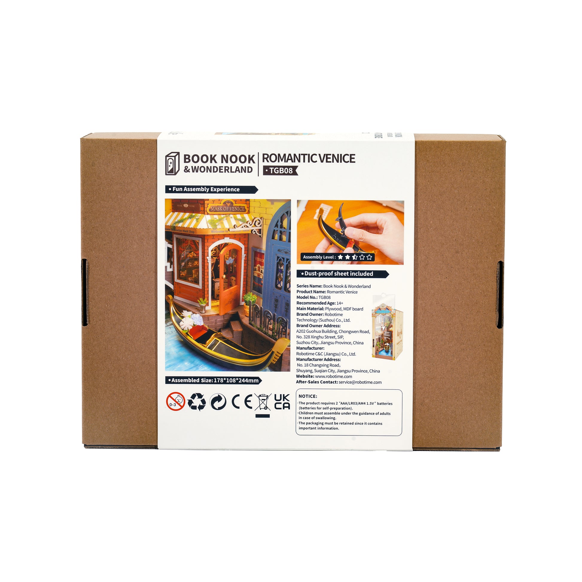 Hands Craft DIY Miniature Book Nook Kit | Romantic Venice w/ Dust Cover