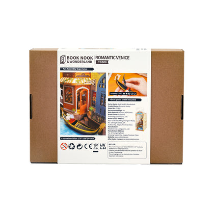 Hands Craft DIY Miniature Book Nook Kit | Romantic Venice w/ Dust Cover