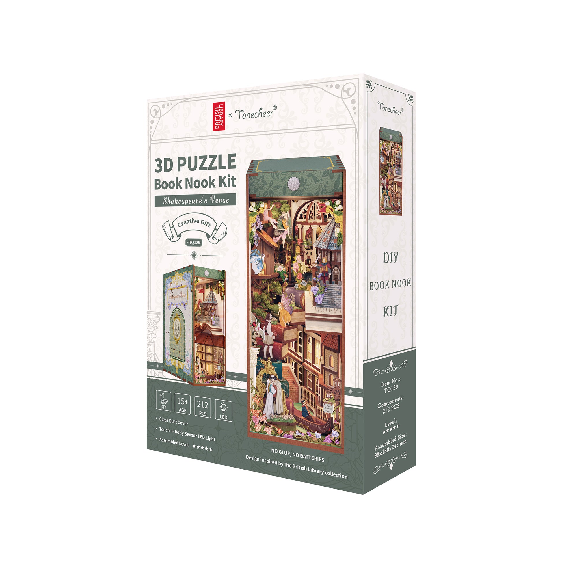 Hands Craft DIY Miniature Book Nook Kit | Shakespeare's Verse w/ Dust Cover