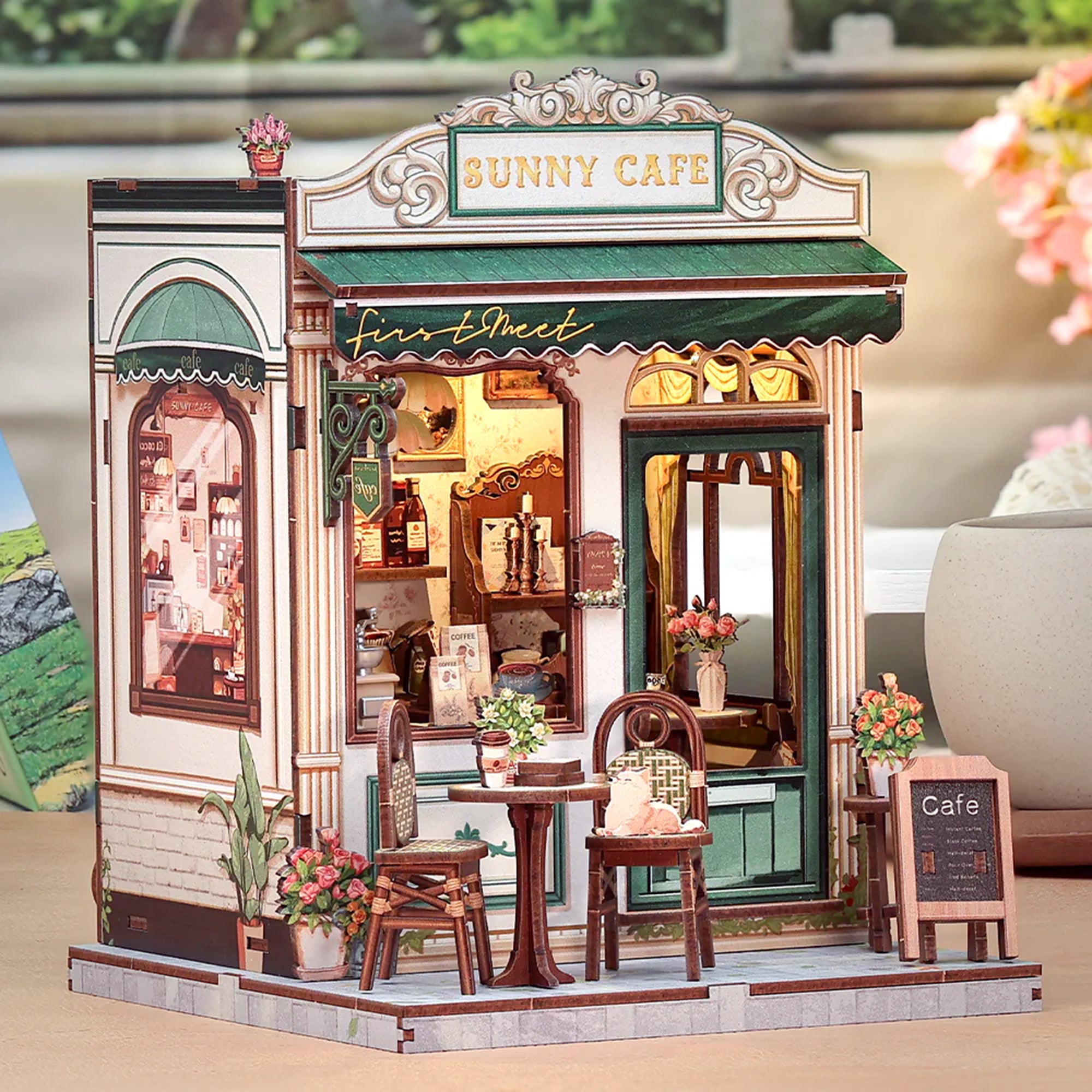Hands Craft DIY Miniature Book Nook Kit | Sunny Café