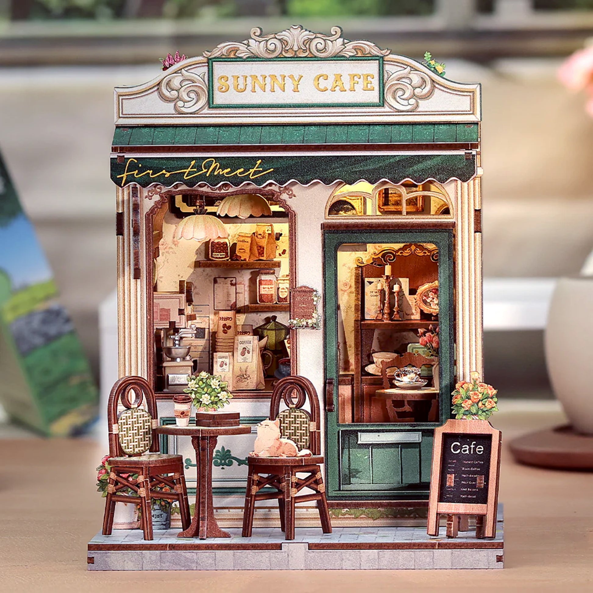 Hands Craft DIY Miniature Book Nook Kit | Sunny Café