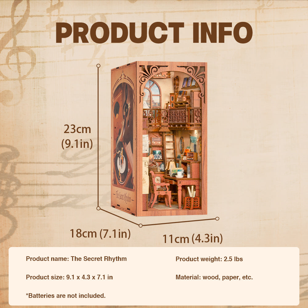 Hands Craft DIY Miniature Book Nook Kit | The Secret Rhythm w/ Dust Cover